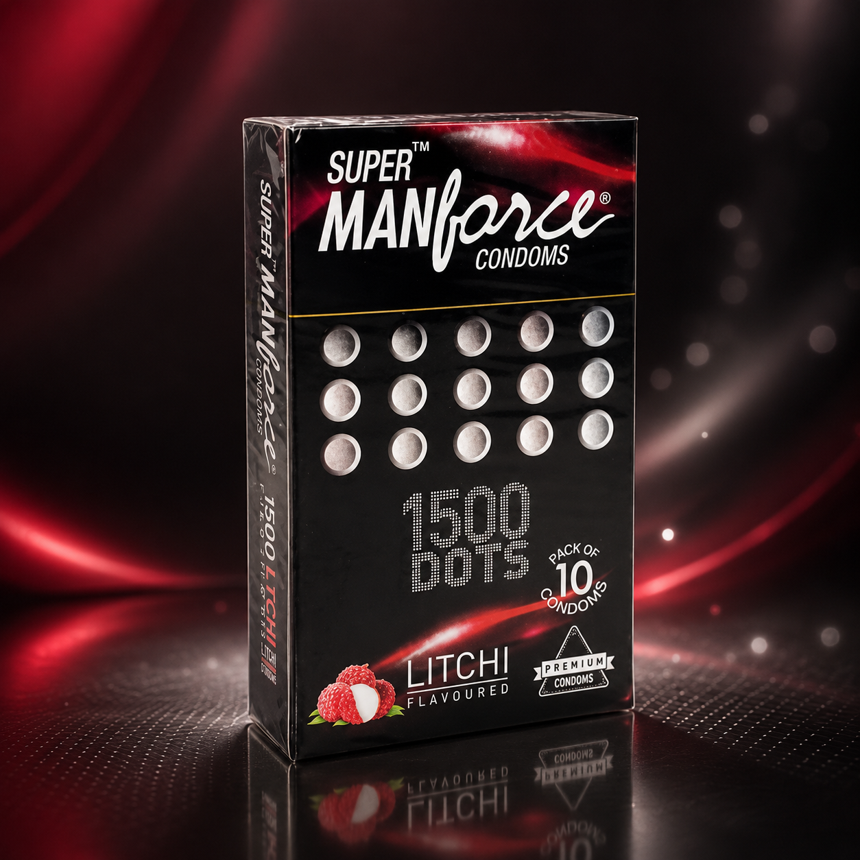 64a53c47-92b1-4bb2-8273-fc4908e78bc2 Super Manforce 1500 Dots Litchi Flavored Condom (10pcs) - Image 1