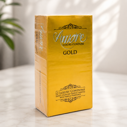 Amore Luxury Gold Condom (3’s × 6) – 18 Pieces (Full Box)